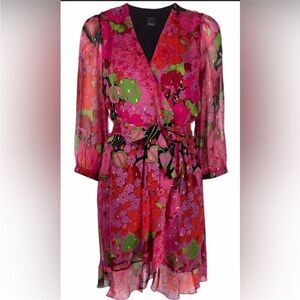 Pinko Vibrant Floral wrap dress, US6